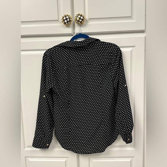 MICHAEL MICHAEL KORS Zipper Blouse Polka Dots SZ- PETITE Medium - Picture 2 of 6